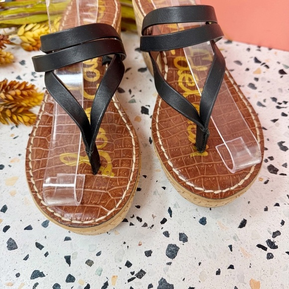 Sam Edelman Rasha Black Strappy Women’s Wedge Cork Women’s Sandals Sz 8 - Picture 2 of 10